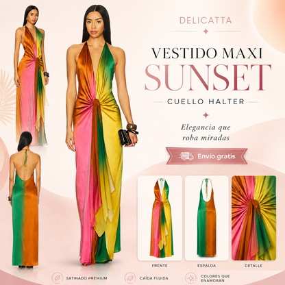 Vestido Maxi Sunset con Cuello Halter