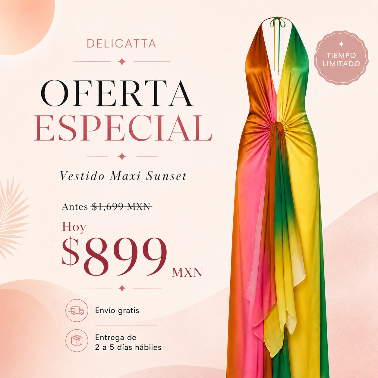 Vestido Maxi Sunset con Cuello Halter