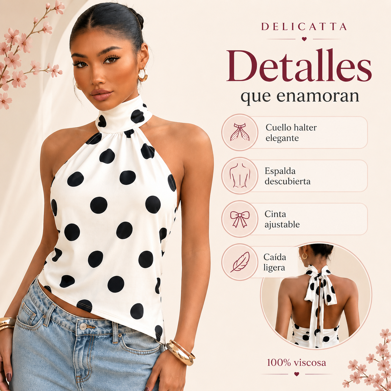Lunara™ – Blusa Halter de Lunares - Compra 1 y Llévate 2