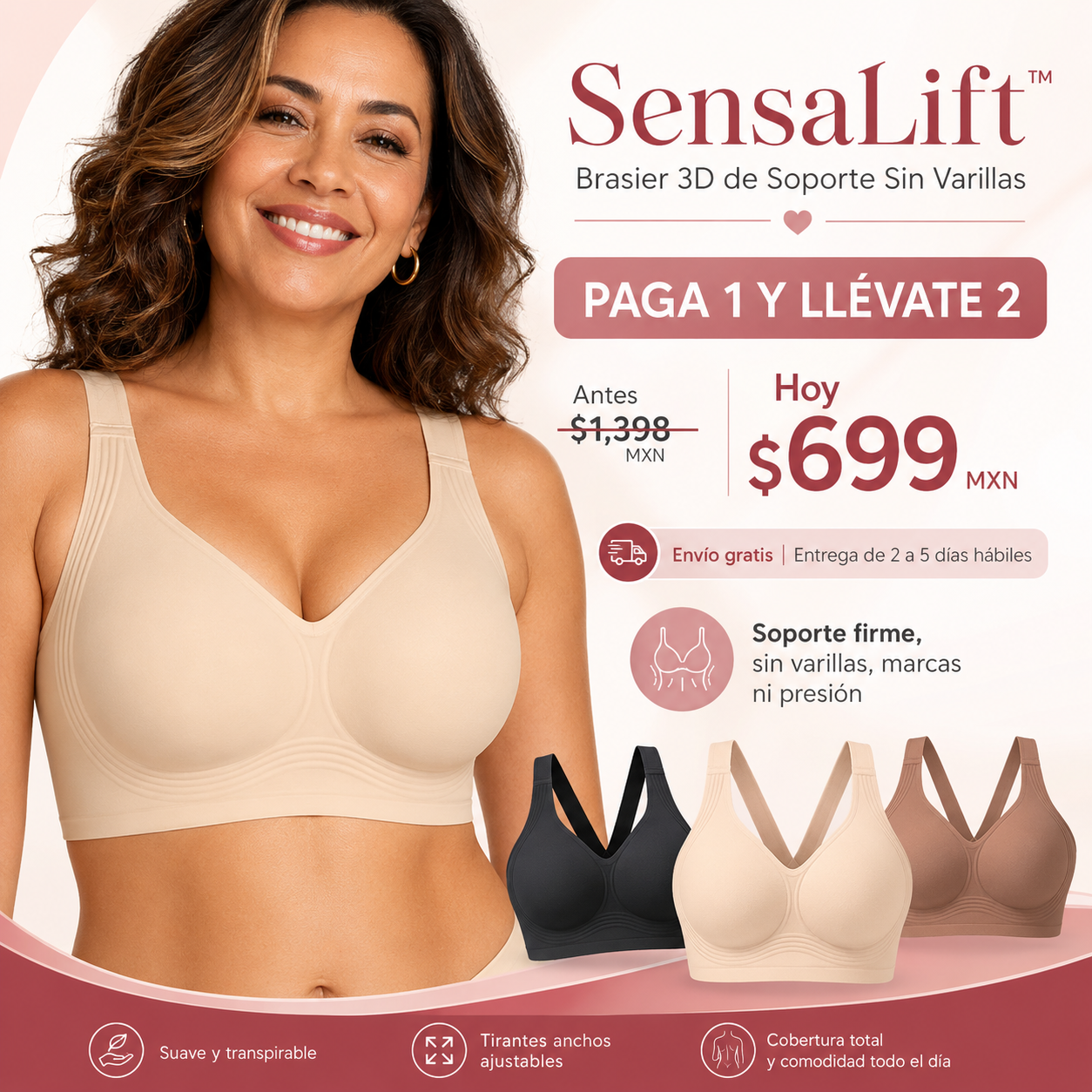 SensaLift™ Brasier 3D de Soporte Sin Varillas