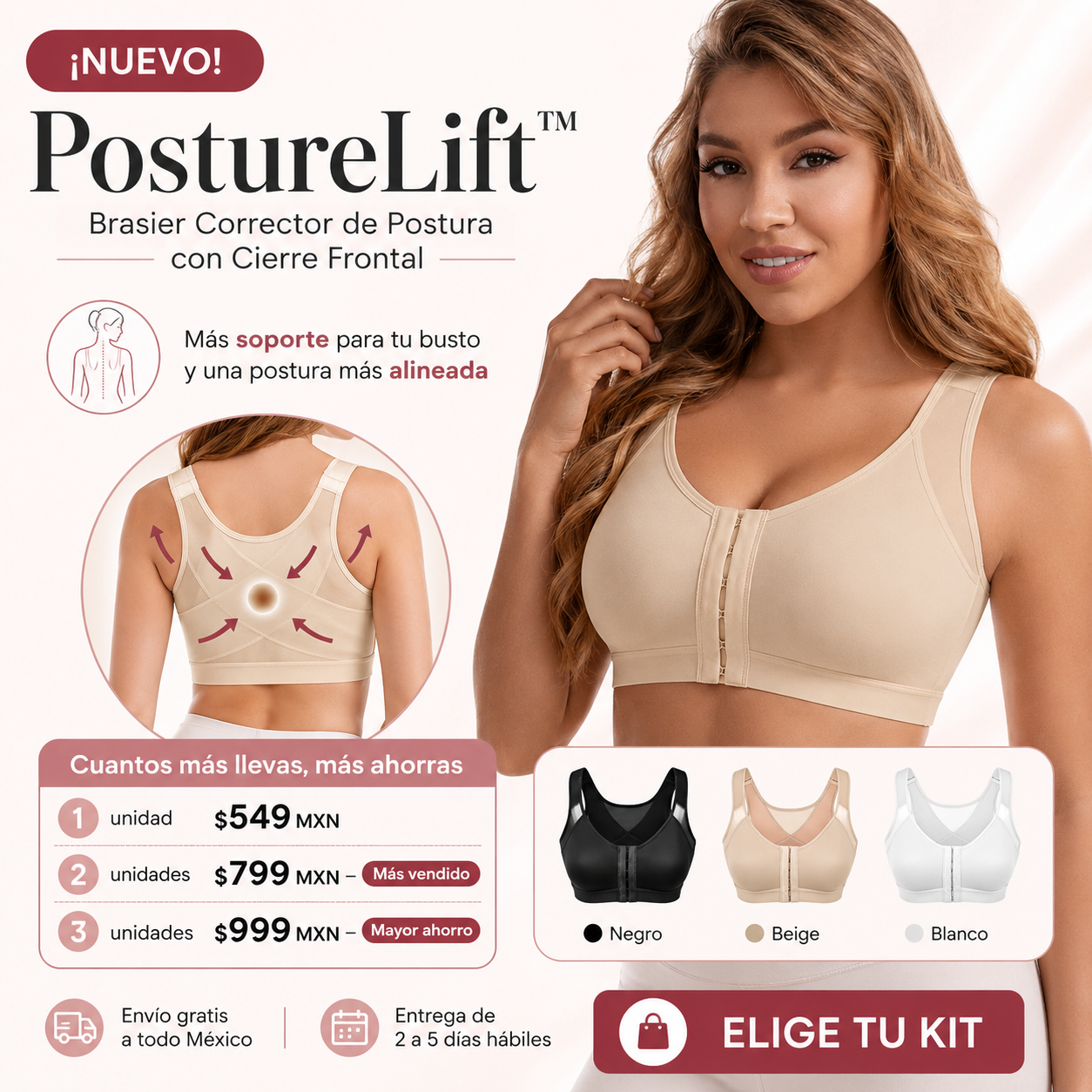 PostureLift™ – Brasier Corrector de Postura con Cierre Frontal