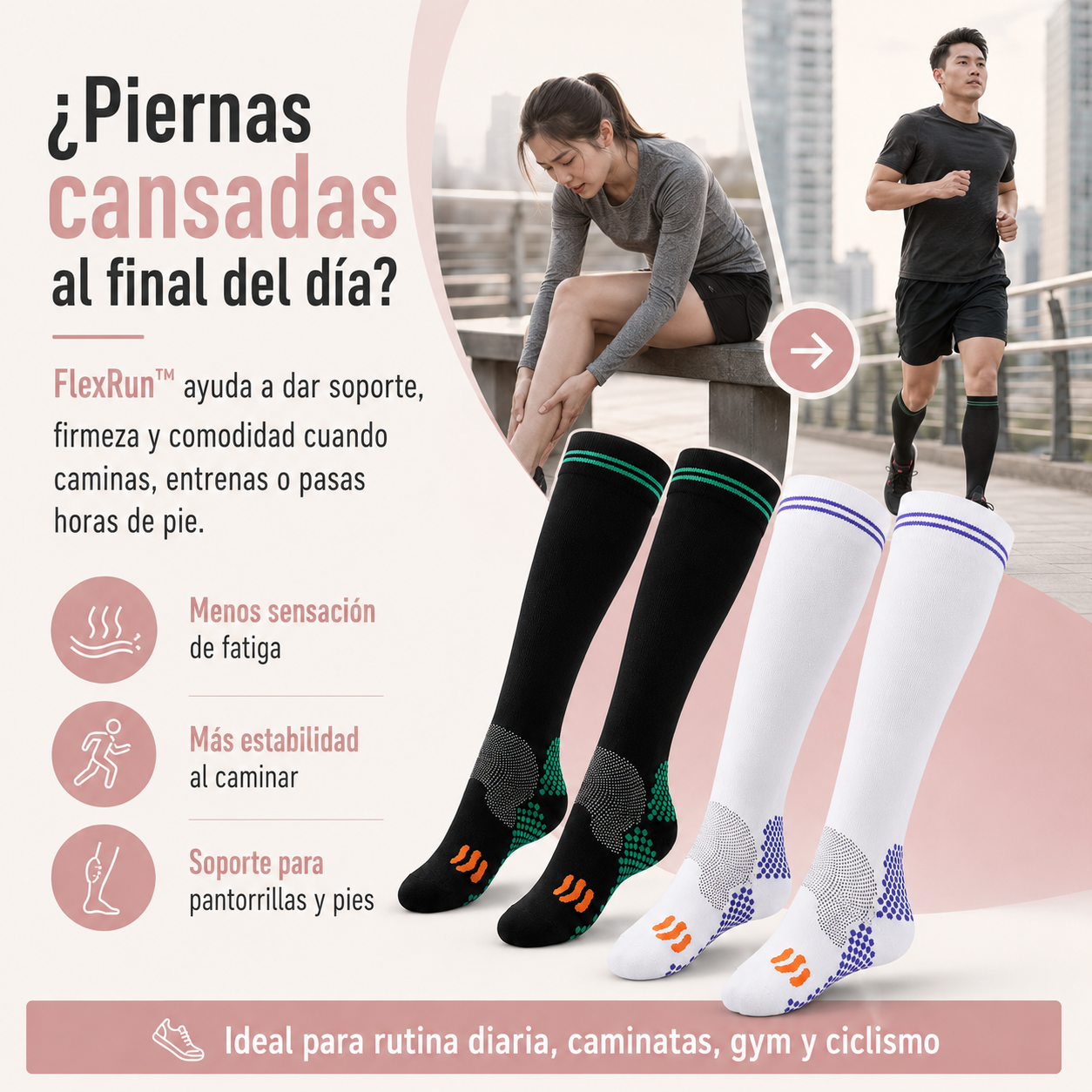 FlexRun™ Calcetines de Compresión Deportiva Solo Hoy: Compra 2 Pares y Llévate 4 + Envío Gratis