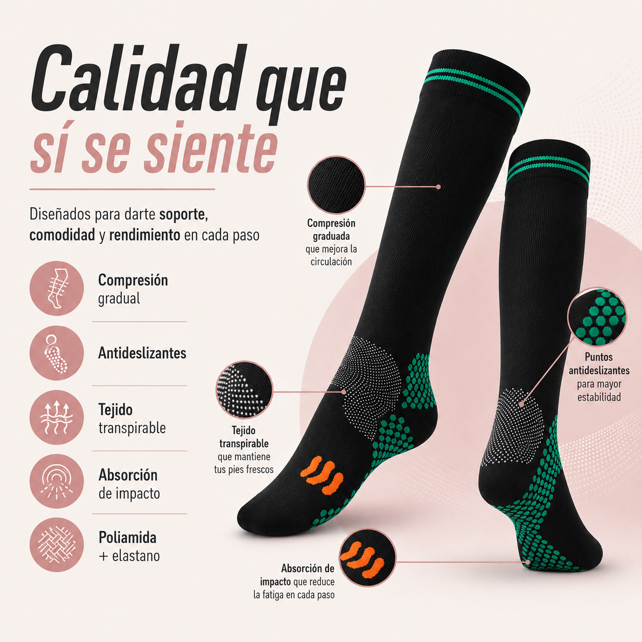 FlexRun™ Calcetines de Compresión Deportiva Solo Hoy: Compra 2 Pares y Llévate 4 + Envío Gratis