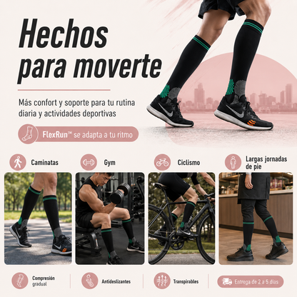 FlexRun™ Calcetines de Compresión Deportiva Solo Hoy: Compra 2 Pares y Llévate 4 + Envío Gratis