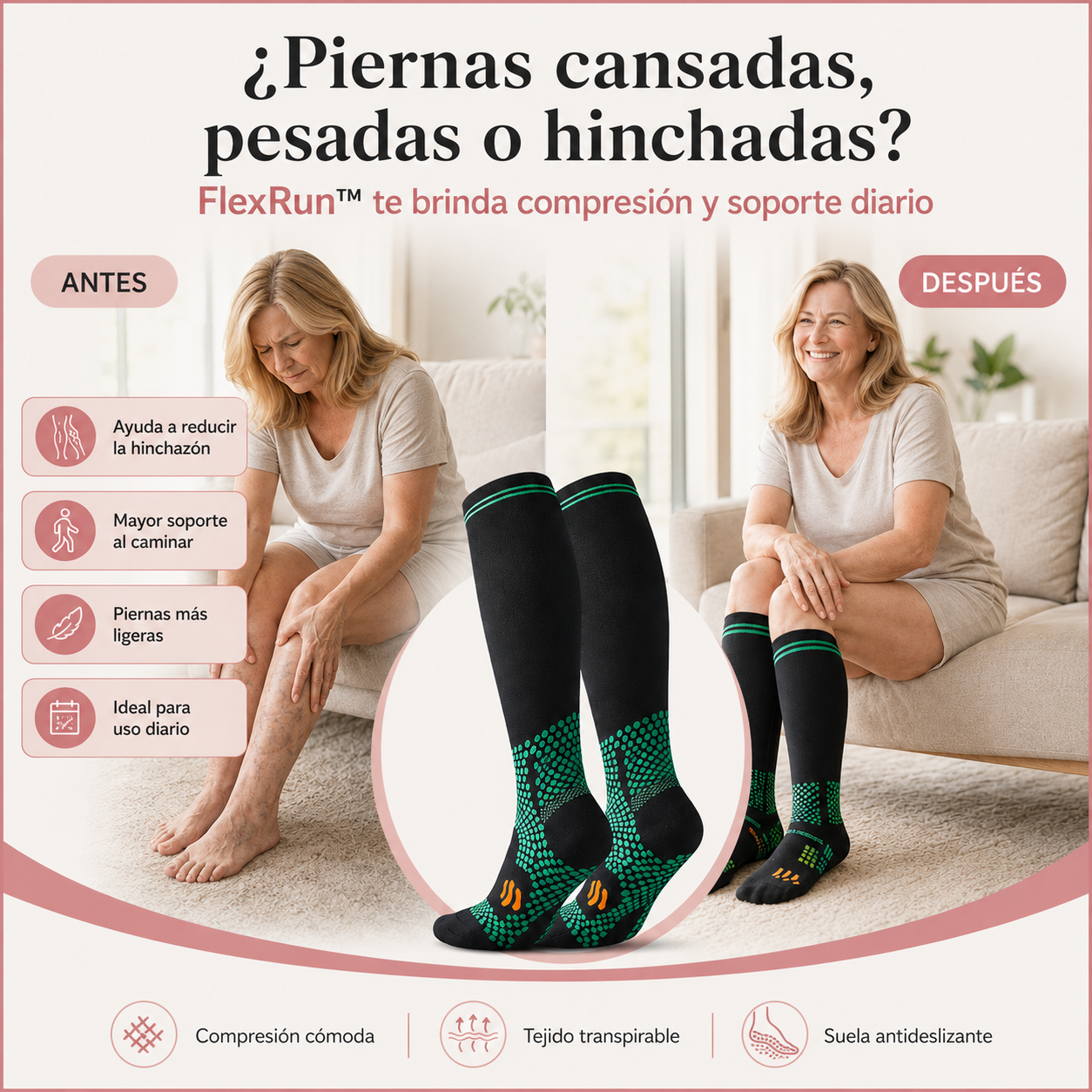 FlexRun™ Calcetines de Compresión Solo Hoy: Compra 2 Pares y Llévate 4