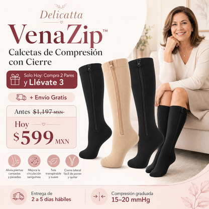 VenaZip™ Calcetas de Compresión con Cierre Compra 2 Pares y Llévate 3