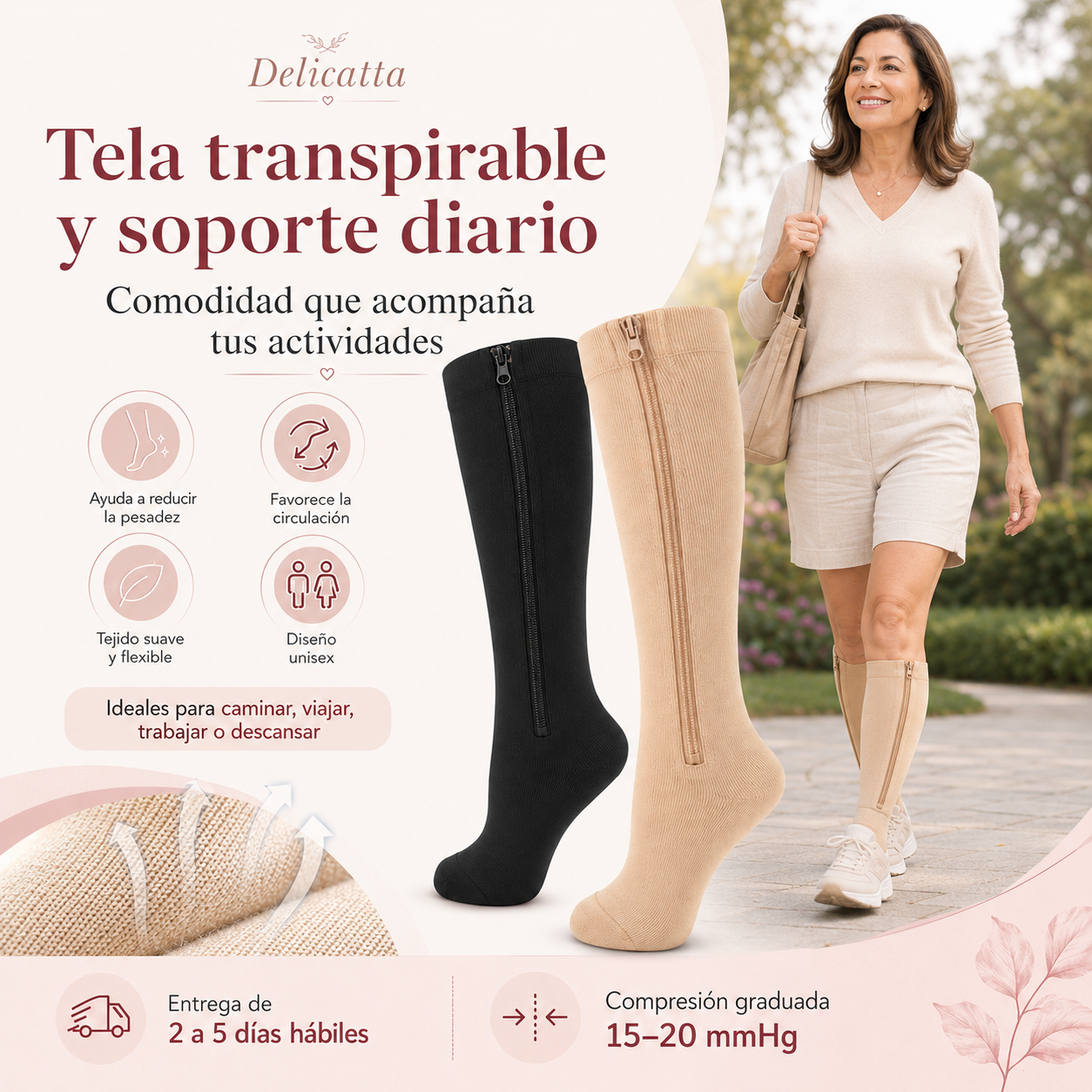 VenaZip™ Calcetas de Compresión con Cierre Compra 2 Pares y Llévate 3
