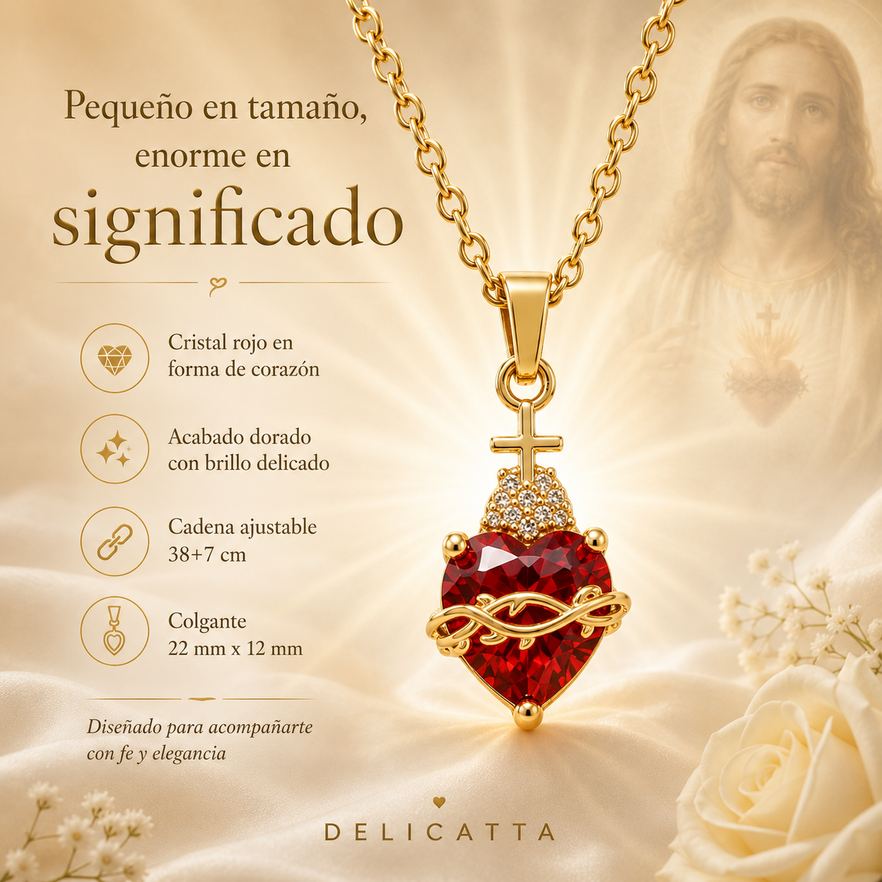 Luz de Cristo – Collar Sagrado Corazón de Jesús