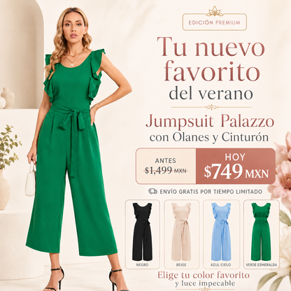 Jumpsuit Palazzo con Olanes y Cinturón