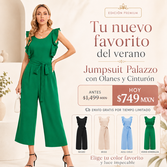 Jumpsuit Palazzo con Olanes y Cinturón